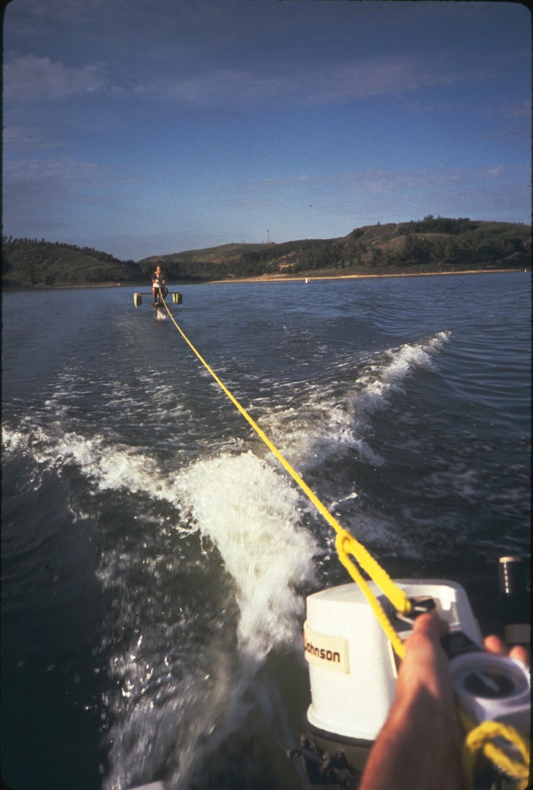 Alec towing and Allan riding the first Flying Fish configuration